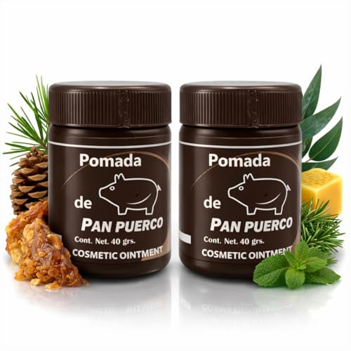 2 Pack - Pomada de Pan Puerco Cosmetic Ointment 40g (1.4oz) Each | Original Herbal Balm, Traditional Mexican Formula with Natural Oils & Beeswax, Cosmetic Skin Ointment, Made in Mexico