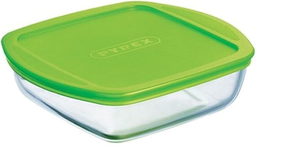 Pyrex Green For Storing Food Square Dish With Lid, 20 X 17 X 5.5 Cm 1L,