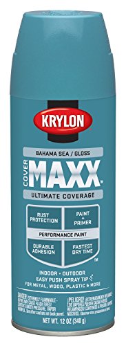 Krylon K09102000 COVERMAXX Spray Paint, Gloss Bahama Sea, 12 Ounce
