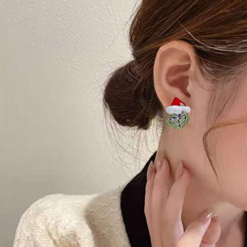 Blingsoul Green Monster Santa Earrings - Claus Anime Christmas Hat Xmas Stud Holiday Jewelry For Women3