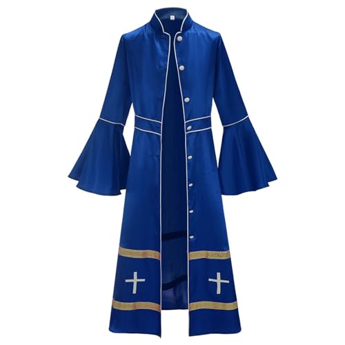 Costume de prêtre pour femme : robe de chorale évasée noire et tunique liturgique médiévale