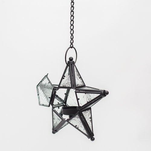 Richland Hanging Star Metal Tealight Lantern With Clear Embossed Glass #TOP1