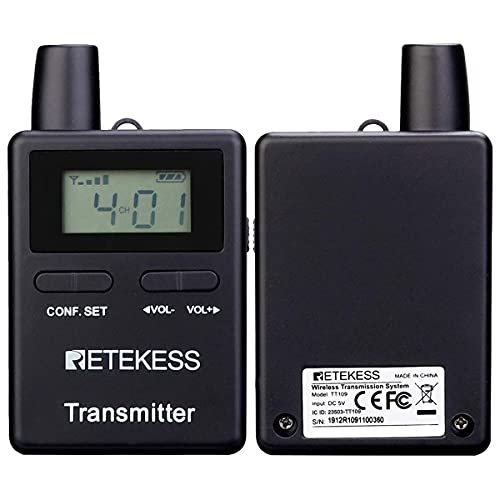 Retekess TT109 Sistema de Guia Turística Inalámbrico, Sistema de Traducción para Iglesia, Interpretación, Entrenamiento, Corte, Largo Alcance, 2.4GHz, Sonido Claro, 1 Transmisor y 10 Receptores miniatura 3