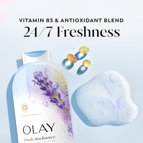 Olay Body Wash for Women, Fresh Radiance, 24/7 Skin-Loving Freshness, Visibly Radiant, Plant Based Cleansers, Vitamin B3 & Antioxidant Blend, For All Skin Types, Birch Water & Lavender Scent, 22 fl oz - image 3