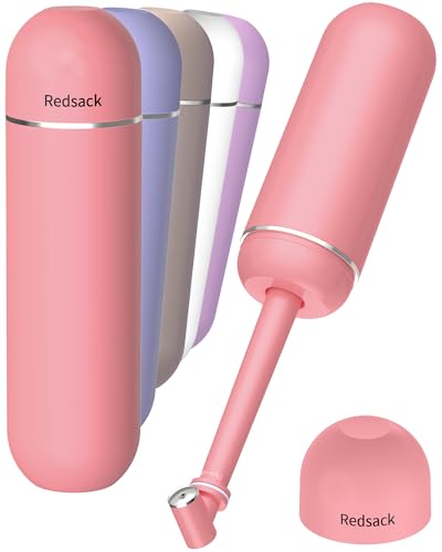 Portable Bidet for Travel & Camping - Manual Squeeze Handheld Peri Bottle for Feminine Hygiene, 3 Leak-Proof Seals, Extendable Sprayer with Rotating Nozzle for Men & Women (Pink, General)