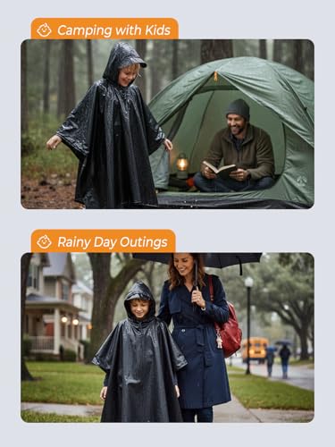 Image of SaphiRose Hooded Rain Poncho Waterproof Raincoat Jacket for Men Women Adults