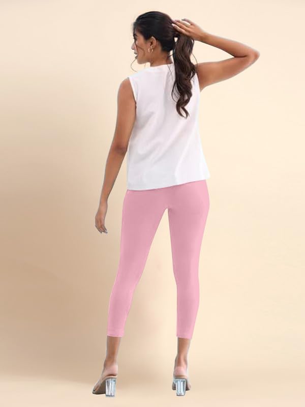 Image of TRENDMALLS Women's Microfiber Elastane Stretch Soft Cropped Leggings with Ultrasoft Waistband for Women