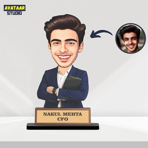 Image of Personalized IT Professional Caricature Gift Workaholic Desk Avatar Birthday Gift for Husband Boyfriend Friend Office Colleague Corporate Gift for Men (Corporate Man, 10 Inches)