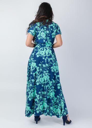 Robe longue viscose Sakura de qualité supérieure aux reflets turquoise - 4