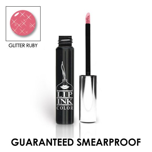 LIP INK Organic Vegan 100% Smearproof Liquid Lip Stain, Glitter Ruby waterproof natural botanicals