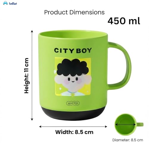 Image of FunBlast Milk Mug for Kids - 450 Ml; Unbreakable Mug for Kids, Milk Mugs for Kids Unbreakable - Milk Drinking Cup for Kids (City Boy)