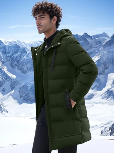 Men's Long Winter Coats Heavy Puffer Jacket with Hood Thicken Puffy Quilted Padded Jackets Outerwear4