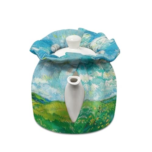 Image of Van Gogh Wheatfield Tea Cozy for Teapot Kettle Dust Cover Large Tea Cosy Insulation and Keep Warm Portable Easy to Clean Kettle Protective Suitable for Kitchens Hotels or Cafes