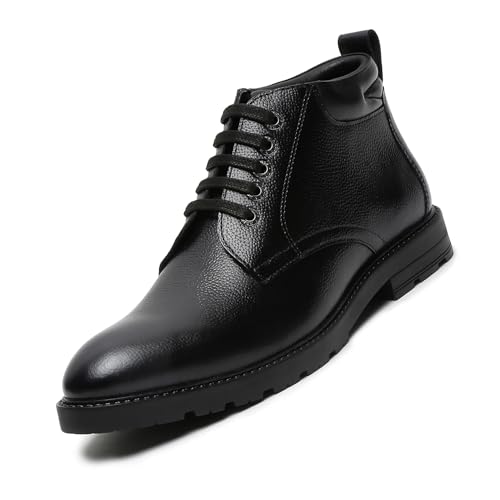 Image of LOUIS STITCH Chukka Boot for Men | High Ankle Italian Leather Boot | Handcrafted | Hiking and Biking Shoes | Brogue Style Lace-up Boot | Mens Formal Boot |Black |(BT-WBNDCKBGJB)