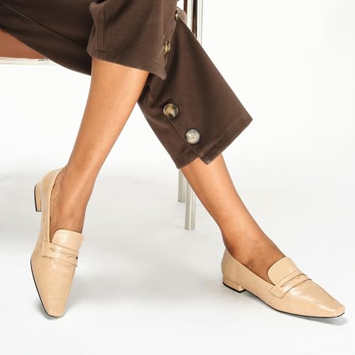 Image of C.Paravano Loafer Women Penny Loafers Flat Shoes for Women Slip On Shoes Crocodile-Embossed