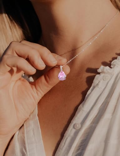 STARCHENIE 925 Sterling Silver Pear Cut Teardrop Birthstone Pendant Necklace for Women - Dainty Personalized Jewelry Gift3