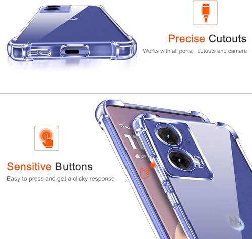 Image of Lustree Motorola G85 5G Back Cover Transparent Case | Clear TPU Shockproof Case with Four Corner Protection & Raised Camera Guard | Slim Protective Cover for Moto G85 5G