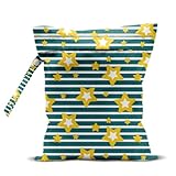 zcyxuuw Wet Bag, Wet Dry Bag, Waterproof Swim Bags, Machine Washable Reusable Bags for Beach, Pool, Diapers, and Dirty Yoga Gym Clothes(Green Stripe & Yellow Star Pattern