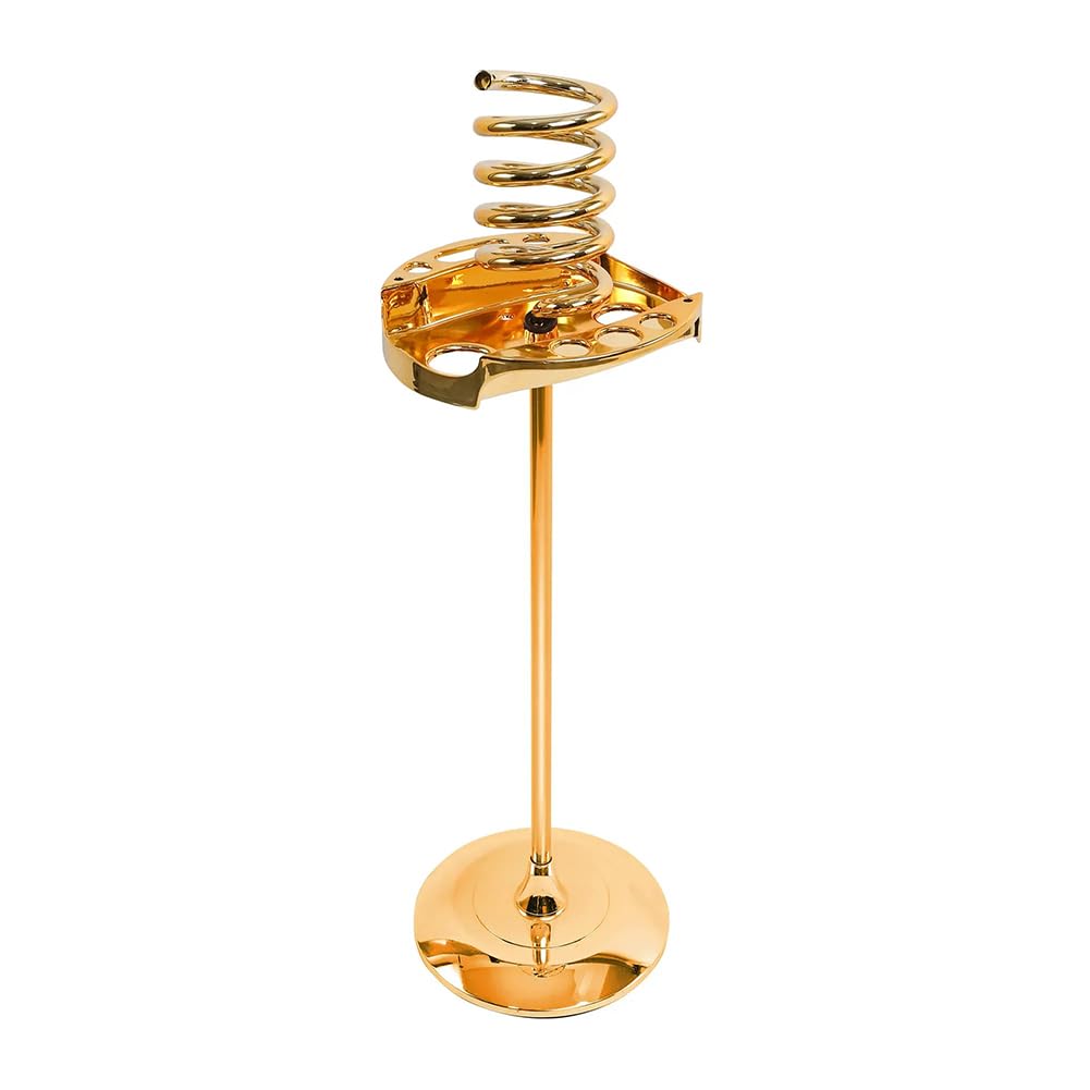 Supporto per asciugacapelli da pavimento con base resistente, durevole, antiruggine, design multifunzionale per saloni di bellezza e case (oro)