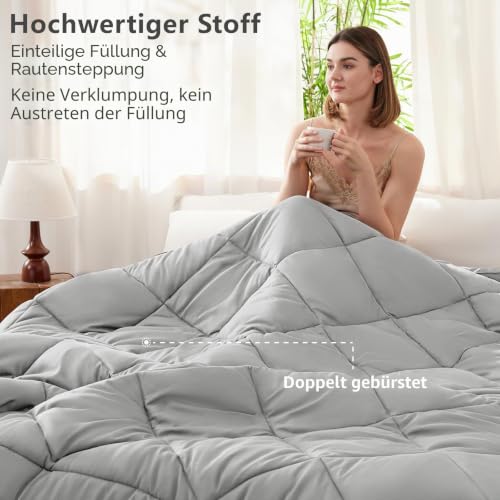 CozyLux Bettdecke 200x200cm Hellgrau für 4 Jahreszeiten – Ansicht 2