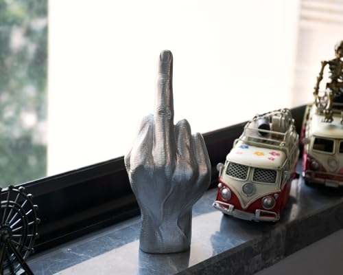 Statue Doigt d’Honneur Résine 20 cm Argenté Middle Finger Statue