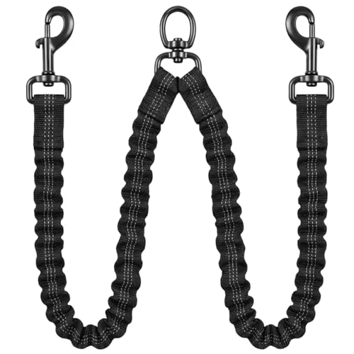 Doppelleine für 2 Hunde 360 drehbar verwicklungsfrei elastisch 50-90 cm für kleine & große Hunde hochwertige Zinklegierung & Nylon