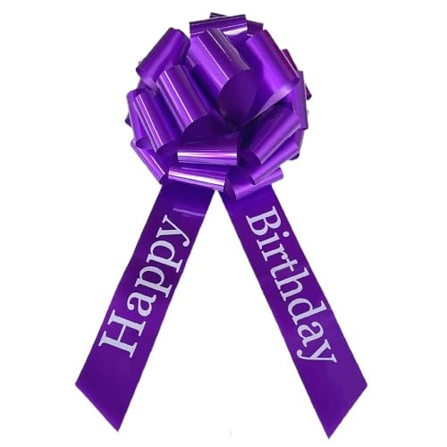 Happy Birthday Big Bow 12 Inch Large Pull Bow for Gift Wrapping Cars Appliances Party Decorations and Christmas Event Decoration (Purple 12 Inch (Pack of 1))