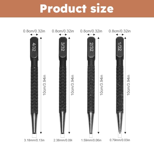 4pcs Nail Punch Set, Portable Non Slip Centre Punch Prevent Drill Bit from Slipping - Image 3
