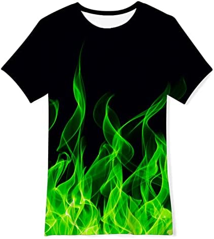 Loveternal Green Flame T Shirts for Boys Girls Novelty Size 9 Kids Graphic Tees Boys Clothes Size 10-12 Shirts