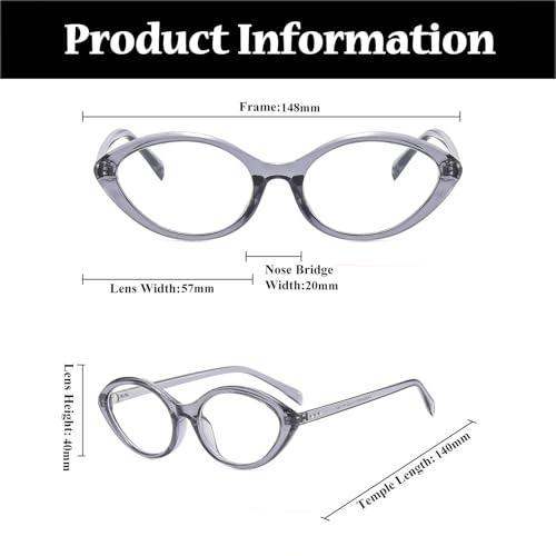 Image of LJCZKA Oval Blue Light Blocking Glasses Women Retro Small Cat Eye Frame Computer Eyeglasses Anti Eyestrain Clear Lens