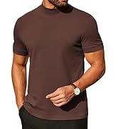 COOFANDY Mens Mock Turtleneck Shirts Casual Premium Cotton Short Sleeve Shirt 2025 Basic Half Nec...
