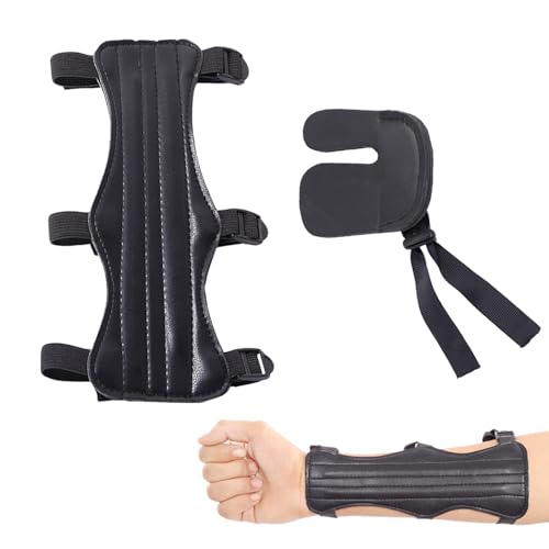 2 Piezas Guardabrazos Tiro con Arco Set, Protectores de antebrazo de Tiro, Protector de Antebrazo de Cuero, Ajustable y Cómodo para la Práctica de Tiro con Arco, Ideal para Todos los Niveles