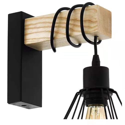 Lámpara de pared rústica de interior E27 con interruptor manual 5