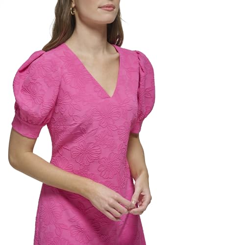 Image of Tommy Hilfiger Women's Short Puff Sleeve V-Neck Shift Mini Dress