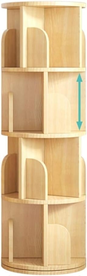 Étagère à 360 degrés rotative en bois brut 5 couches sans vernis
