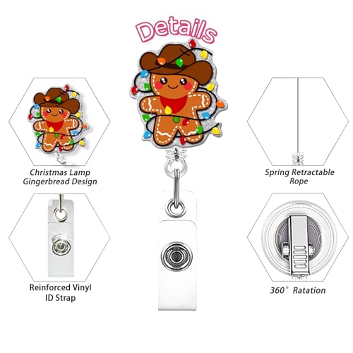 Bobine de badge Noël en acrylique de qualité supérieure avec clip total