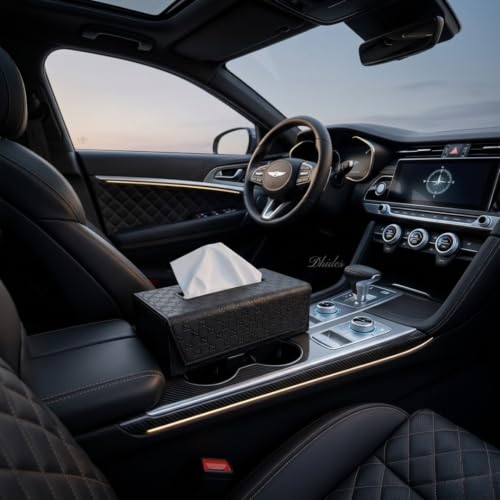 Image of Dhides Handcrafted Tissue Paper Tissue Holder Car Tissue Box Textured Black Colour