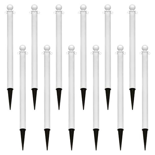 Mr. Chain Deluxe Ground Pole, White, 35-Inch Height, 2.5-Inch Diameter Pole, Pack of 12 (95401-12)