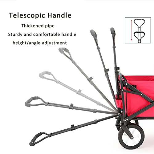 CRBUDY Zusammenklappbarer Mehrzweckwagen, robuster Strand-/Gartenwagen mit Teleskopgriff, kompakte Schubkarren für den Außenbereich – Bild 6