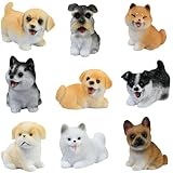 9 Piezas Figuras de Perros Realistas Miniatura, Animales de Juguete para Micro Paisaje y Decoración de Tartas, Set de Cachorros para Casa de Muñecas y Colección Educativa