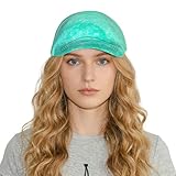 Island with Sandy Beach and Palm Tree Print Baseball Cap for Women - Visor Hat with Attached Head Scarf, Lightweight Summer Sun Hat for Travel Beach Outdoor Black