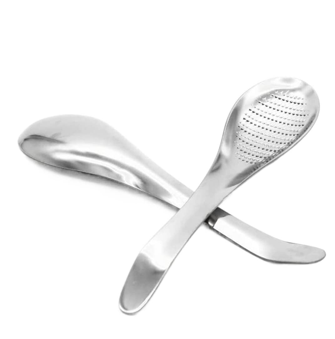 AIEIJJH 2pcs Garlic Press Crusher Ginger Grinding Grater Zester, Mess-Free Lemon Squeezer Spoons Tool, No Flying Cloves Kitchen Utensils for Cooking, 2pcs, 17 * 4cm