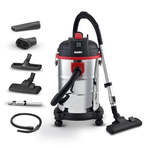 AGARO Ace Wet &amp; Dry Vacuum Cleaner, 1600 Watts, 21.5 Kpa Suction Power, 30 litres Tank Capacity, Home Use, Blower Function, Washable 3L Dust Bag, 