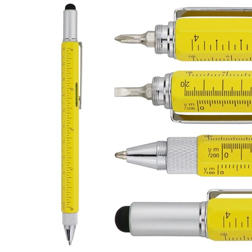 Stylo multifonction en métal jaune, une idée cadeau originale pour bricoleur