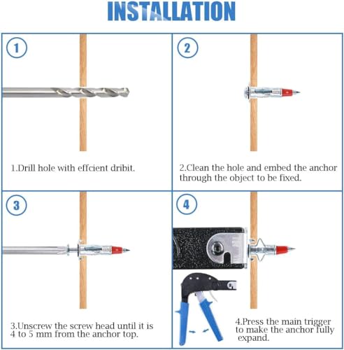مرساة حائط مجوفة مكونة من 60 قطعة، مجموعة براغي ذاتية التثبيت ومضلعة من الصلب شديد التحمل للتعليق على الحائط أو الستائر (1/8 اس دي × 35 ملم)