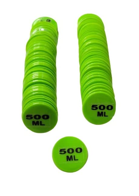 MOREL Green Plastic Round Shape 500 ML Token Coin, Chips for Wine BAR, Milk, Dairy and for Hotel Purpose |Total 100 Coins. (Green)