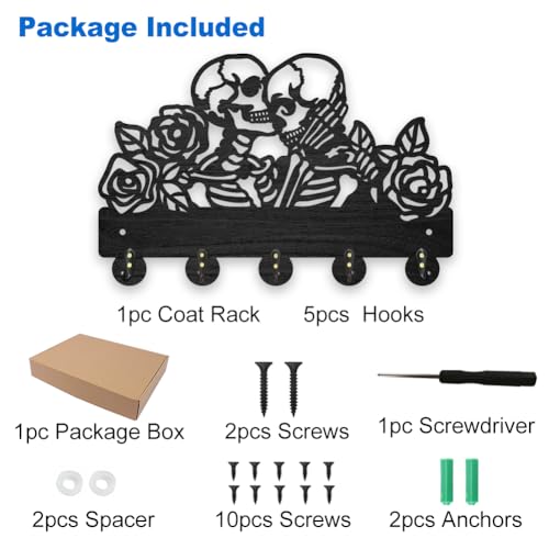 MAYJOYDIY Wood Skeleton Key Hook Wall Mounted Rose Flower Undead Key Holder for Wall 30×20cm Black Key Holder 5 Alloy Hooks Home Decor Gifts Entryway Kitchen Bathroom Storage Organizer - Cosy Home Interiors MAYJOYDIY Wood Skeleton Key Hook Wall Mounted Rose Flower Undead Key Holder for Wall 30×20cm Black Key Holder 5 Alloy Hooks Home Decor Gifts Entryway Kitchen Bathroom Storage Organizer - Image 5