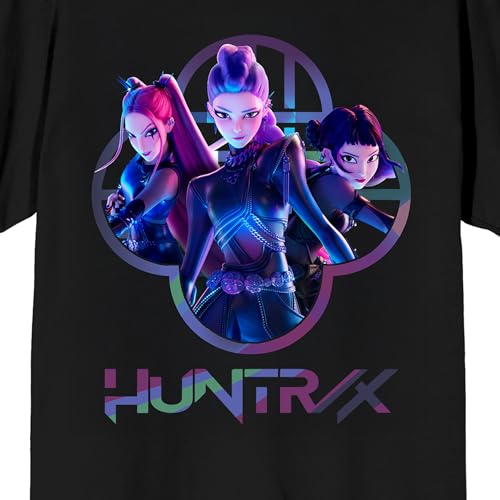 Kpop Demon Hunters Huntrix Capture Color Adult Black Crew Neck Short Sleeve T-Shirt2