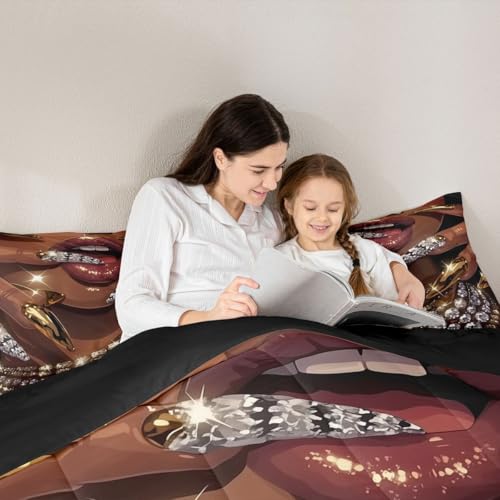 Image of Erosebridal Black Woman Comforter Set African American King Bedding Set for Teens Adult Afro Black Female Duvet Insert Glitter Artwork Magical Bed Set Room Decor (1 Comforter, 2 Pillowcases)