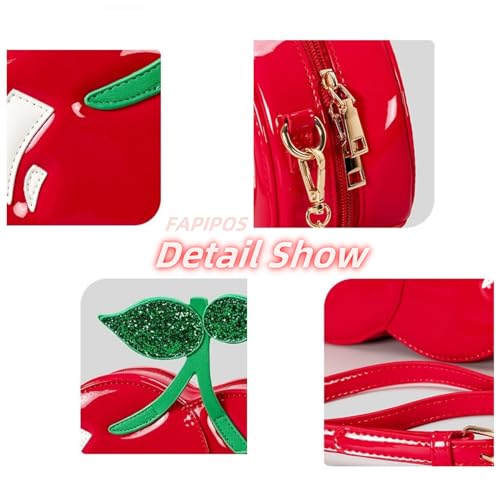 Novelty Handbags, Fun Shape Purse Chainstrap Glitter,Cherry shaped purse.3